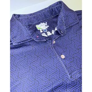 Tailorbyrd Mens Large Blue Geometric Print Golf Polo Shirt Quick Dry SPF 30